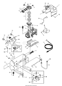 Main Unit Diagram and Parts List for 074001-0  Briggs and Stratton Compressor